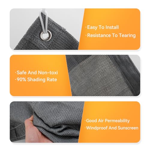 12x20 FT 90% Sun Shade Cloth, Pergola Shade Cover with Grommets, Gray | Blocks UV rays and reduces heat with breathable shade fabric for patios, pergolas, gardens and outdoor privacy