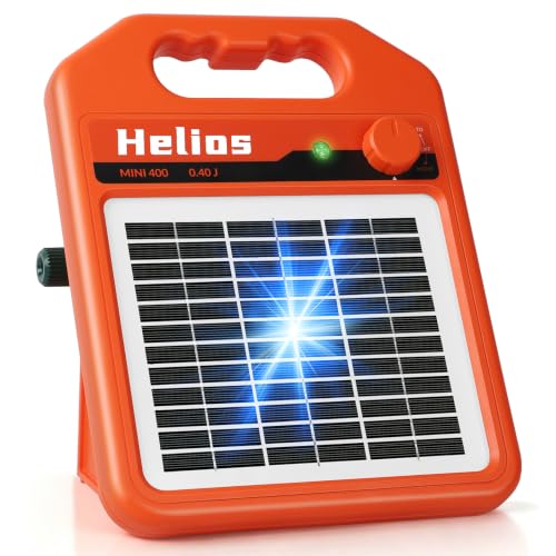 MINI400 30 Miles Solar Electric Fence Charger, 0.4 Joule Solar Electric Fence for Livestock, Horses, Cattle Sheep, Solar Fence Charger with Day or Night Mode, Easy Installation - size: MINI400