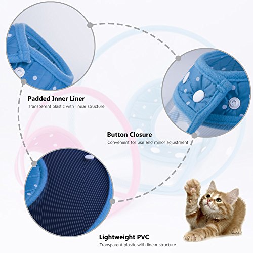 Cat Cone Collar, to Stop Licking, Recovery Elizabethan After Surgery, Clear Soft Neck E-Collar, Not Block Vision, for Kitten Puppy Dog Pet in Surgery Remedy - S in Blue | Stop Licking, Soft Cone, Clear Vision, Soft Padded Neck, Recovery Collar, After Surg