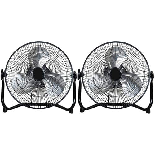 hykolity 1650 CFM 12" High Velocity Floor Fan, 3-Speed Powerful Airflow Fan, Heavy Duty Metal Fan with 180-Degree Tilt for Bedroom, Home, Residential Use, 2 Pack
