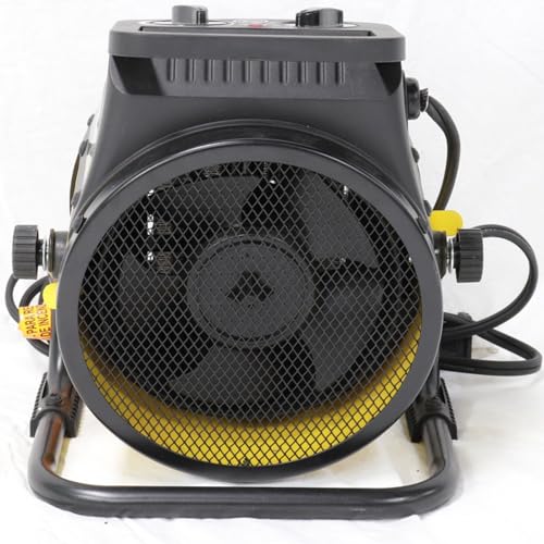 Dura Heat EUH1465 Electric Forced Air Heater with Pivoting Base 5,120 BTU, Yellow | Electric Garage Heater, Ceramic Heating Element, Steel Body, Thermostat, Heats up to 250 sq ft, Safety Shut Off, Greenhouse - size: 8.5" Height