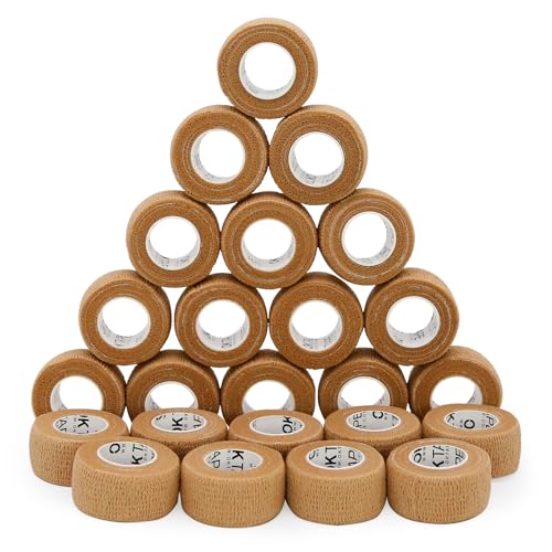 OK TAPE Self Adherent Cohesive Bandages Wrap 24Packs 1" x 5 Yards | Non-Woven Self Adhesive Bandage Wrap for Thumb, Finger, Wrist, Ankle, Vet Wrap Bandages Tape (Beige) - color: Beige/Tan, size: 1 In x 5 Yards