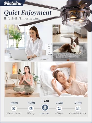 Fanbulous 52" Farmhouse Ceiling Fan with Light and Remote App, DC Motor | Rain Glass Shade, 6-Speed Reversible, Downrod Mount, Double-Sided Blades for Bedroom, Living Room Oil Bronze - color: Oil Rubbed Bronze