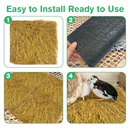 Hamiledyi 4 Pcs Chicken Nesting Pads Artificial Grass Rug Carpet Synthetic Turf Mat 12"x12" Washable Chicken Coop Bedding Laying Garden Lawn Indoor/Outdoor Bedding for Chicken Hen Small Pets(Brown) - size: 4 Pcs Brown
