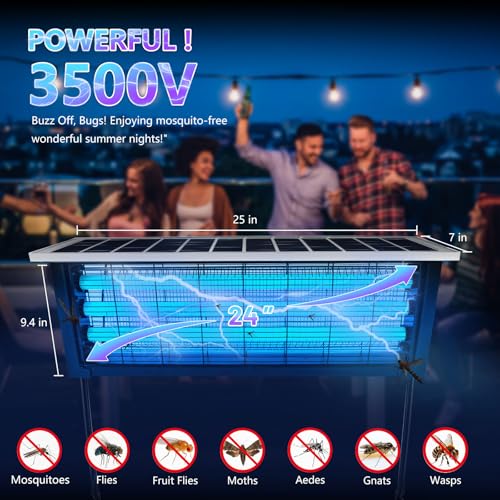 Large Solar Bug Zapper for Outdoor, Waterproof Mosquito Zapper for Patio | 18W Solar Panel Bug Zapper with 13FT Extension Cord, High-Power 4000V, Auto On/Off for Garden, Farm, Camping Cover 4000 sq.ft - color: 18W for 4000 sq.ft