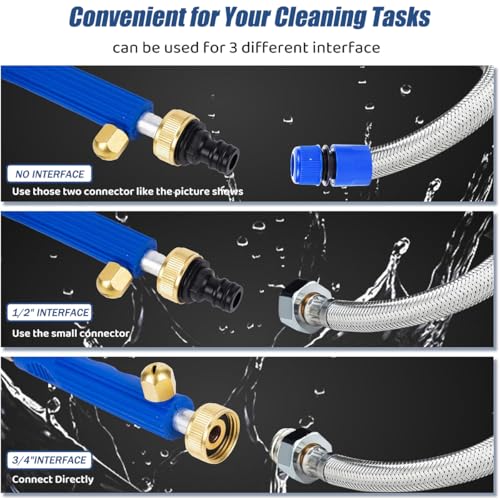Hydro Jet High Pressure Power Washer - Magic Power Washer Extendable Wand, Flexible Water Hose Universal Nozzle, Gutter Patio Car Pet Window Cleaning (18inch-Blue) - color: 18inch-blue