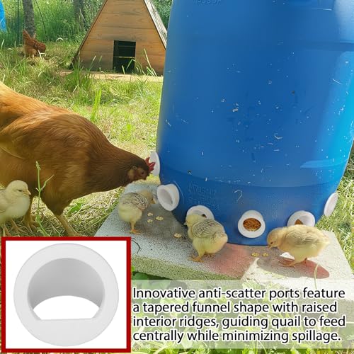 Potchen 25 Sets Chicken Feeder and Water Cup Kit, Quail & Chick Port Feeder and Automatic Chicken Waterer with Hole Opener, Drill, DIY Waterer for Various Poultry