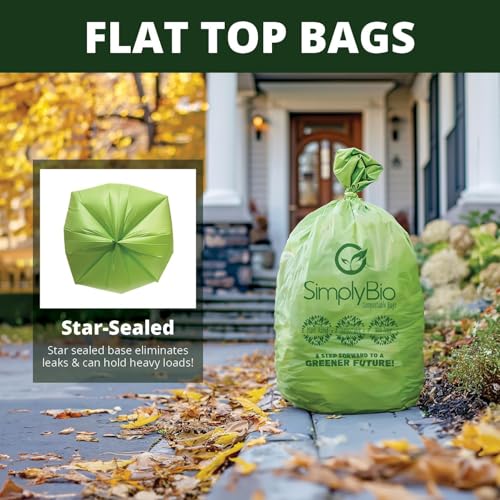 50-55 Gallon Compostable Trash Bags Food Waste Bags Liners with Flat-Top, Thick 2 Mil, 208.2 Liter, 12 Bags, Tall Kitchen Food Scrap Waste Bag, ASTM D6400, US BPI and OK Compost Home Certified - color: 55 Gallon 2 Mil Thickened, 12 Count
