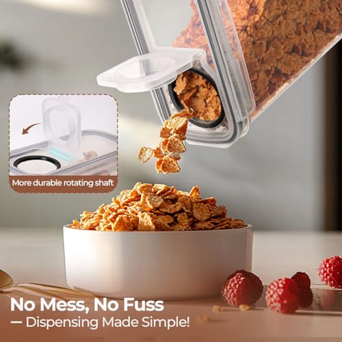 ComSaf Airtight Cereal Storage Containers with Lids 6.7Qt 2Pack, Easy Pour | Plastic Food Canister, Cereal Rice Oats Beans, Pantry Kitchen Cabinet, Dispenser with Label, Spout, Large Capacity, BPA-free - size: 6.7Qt-Rectangle