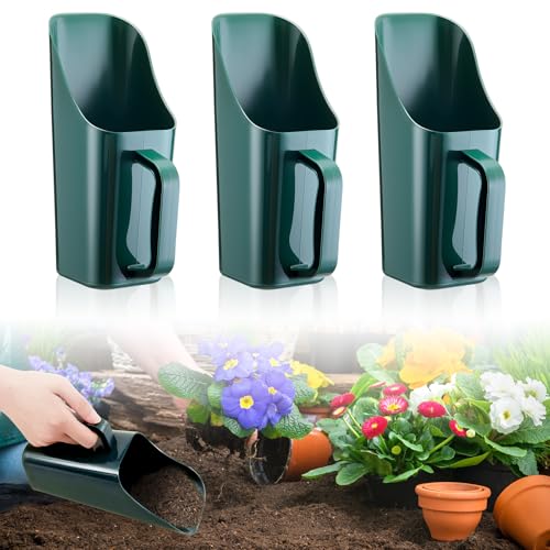 3 Pack Plastic Garden Scoop Soil Sifter Cultivation Potting Scoop Garden Tool Bucket Hand Shovel for Digging Up or Transporting Scoops of Soil for Flower, Vegetable, Plants Care