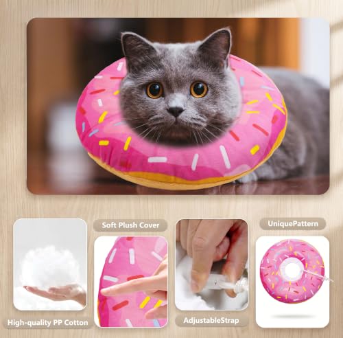 Cat Cone Collar Soft, Adjustable Cat Recovery Cone (Pink, S) | Stop Licking, Cute Kitten Donut Collar After Surgery, Elizabethan Collars for Kittens, Lightweight Cats Neck Cones - color: Pink, size: Small