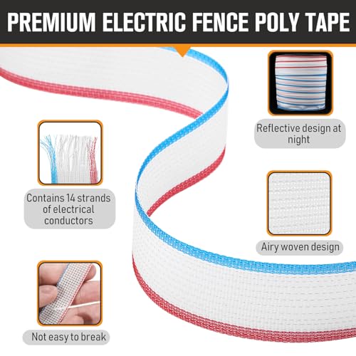 1 Roll 2 Inch x 1000 ft Electric Fence Tape Polytape | Polytape Fencing Horse Fence for Livestock Horse Paddock, High Visibility Polytape, Farm Perimeter Fencing - color: White, size: 2 Inchx 1000 ft