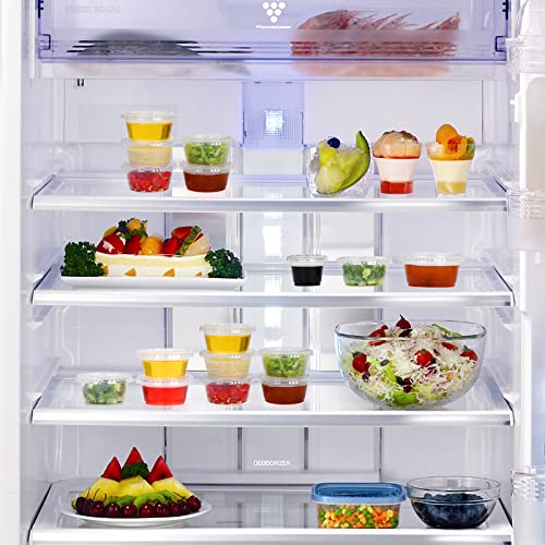 Clear Disposable Plastic Portion Cups with Leakproof Lids | Jello Shot & Condiment Cups | 3.25 OZ, 100 Sets | BPA Free & Recyclable - style: 3.25 OZ