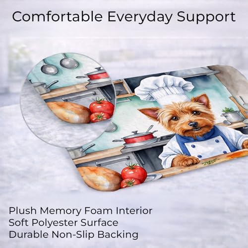 Caroline's Treasures Australian Terrier The Chef Memory Foam Kitchen Mat Machine Washable Anti-Fatigue Mat Cushion Comfort Bath Mat or Kitchen Rug - color: Australian Terrier 6194