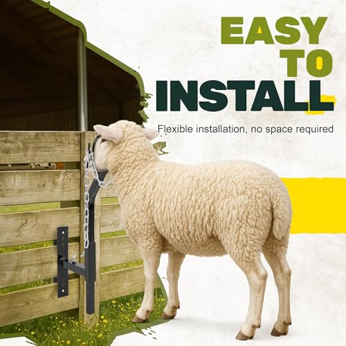 Steel Livestock Gate Attachment Nose Loop Headpiece - Height&Width | Adjustable, Powder-Coated & Galvanized, for Sheep & Goat Trimming, Grooming, Milking