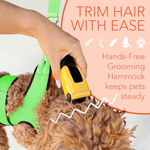 Haminway Pet Grooming Hammock – Large Dog Grooming Sling for Nail Trimming, Bathing & Ear/Eye Care – Green - color: Green