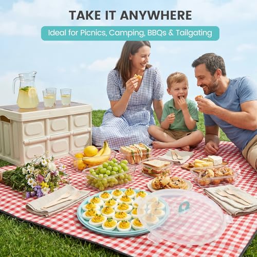 HAKSEN Deviled Egg Platter, Deviled Egg Containers with Lid | Carrier Holder Trayswith 22 Slots, Holiday Party and Home Kitchen, Blue - style: 1PCS
