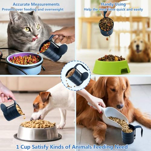 Joansan Dog Food Scoops, Adjustable Pet Food Cup for Dogs Feeding | Measuring Scoop for Pets Dog Cat and Bird Solid Food ( Includes 4 Capacity 1/4 C 1/2 C 3/4 C 1 CUP)