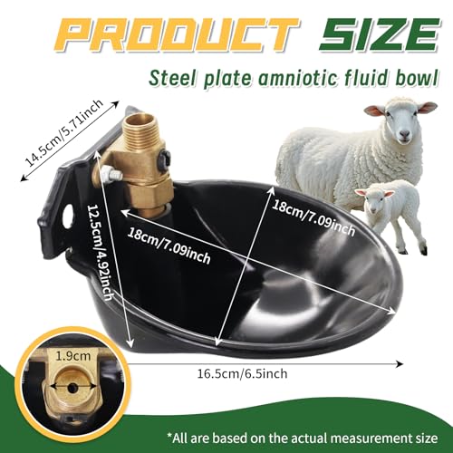 2PCS Automatic Metal Goat Waterer, Copper Valve Automatic Water Dispenser Farm Livestock Drinking Bowl, for Goat Cattle Pig Dog Farm Water Drinking Equipment