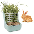 Litewoo Rabbit Hay Feeder 2 in 1 Automatic Guinea Pig Food Bowl, Green | Bunny food bowl & hay rack, durable plastic, chew-resistant, for small animal/chinchilla/cage, 5.9x6.7x7.09in, easy to clean - color: Green