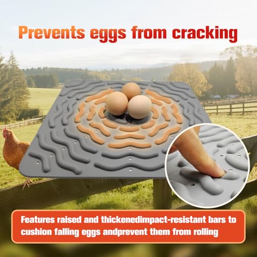 Washable Chicken Nesting Pads for Laying Eggs, 4Pcs Nesting Box Pads for Chicken Laying Boxes, 12"x 12" Reusable Gray Nesting Pads for Chicken Coop