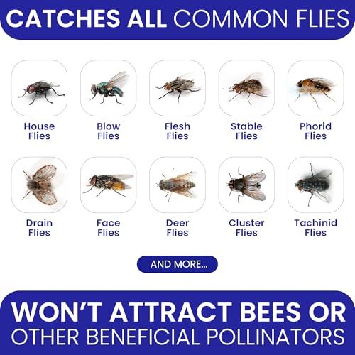 Fly Traps Outdoor Fly Trap for Patio. 4 Non-Toxic Pre-Baited Flies Bags Outdoor Disposable. Hanging Bug Catchers for All Filth Flies Killer for Outside Bug Control in Yard Horse Ranch Trash Can. - style: 4pk