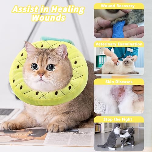 Soft Cat Cone Collar, Cute Cats Recovery Collar Suitable for Cats | Cat cone for Small, Medium, Large cat,Elizabethan Neck Collar for Cats After Surgery (Pineapple, Medium) - color: Pineapple, size: Medium