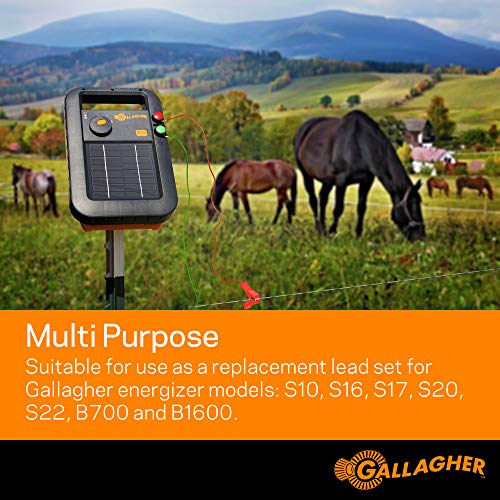 Gallagher Fence Charger Leadset | Energizer Output Lead Set | Electric Fence Energizer Accessory with Red & Green Alligator Clips | Connect to Energizers, Power Supplies & Earthing Systems | 70"
