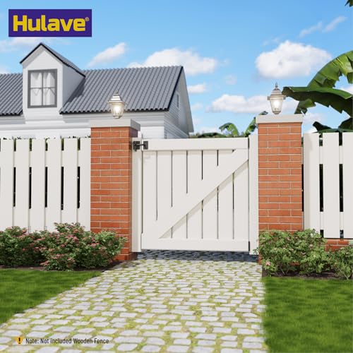 Hulave 304 Stainless Steel Fence Gate Latch, Self-Locking Gravity Gate Latch, Heavy Duty Privacy Gate Latch for Wooden Fence, Metal Gate & Vinyl Fence Gate Hardware (Black) - color: Black
