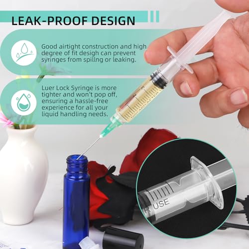 20 Pack 5ml Syringes with 21G 1.25 Inch Needle, Disposable Luer Lock Syringe Individually Sterile Packed for Scientific Lab, Liquid Measuring and Dispensing - size: 5CC-21G-1IN