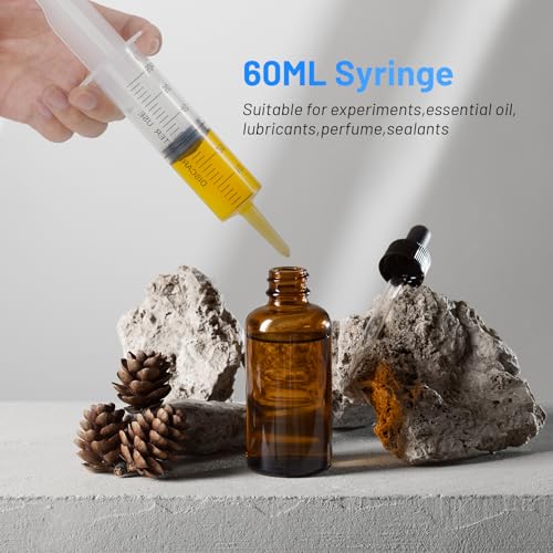 60ml Plastic Syringe with Cap, Large Syringes without Needle for Liquid, Scientific Labs, Measurement, Pet Feeding ,Ink Refilling ,Oil or Glue Applicator, Individually Wrapped (10 Pack) - style: 60ml