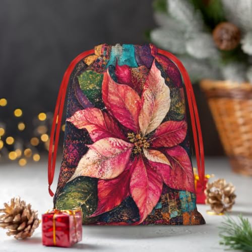 KzgtY Christmas Flowers 2PCS Gift Bags with Drawstring, 16 x 12 Inch Reusable Present Sacks for Christmas,Brithday, Holidays,Parties & Gift Packaging - color: Christmas Flowers