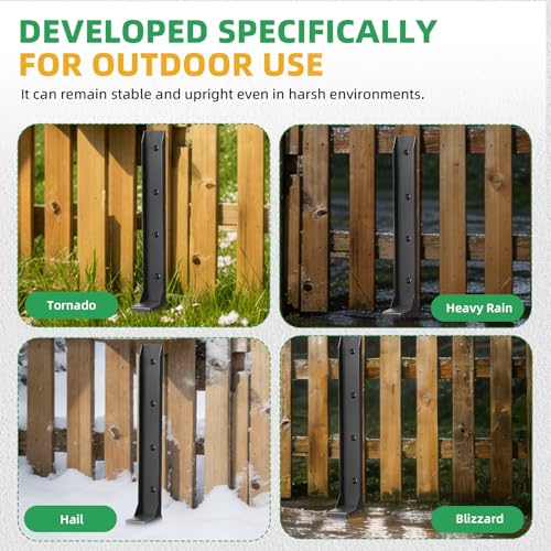 Fence Post Repair Kit, 8 Pack Heavy Duty Fence Post Stabilizer | One-Piece Fence Post Repair Stakes, Fence Support Quick Fix Tilted / Broken Mailbox, Wood Post, Square Post, Billboard Post