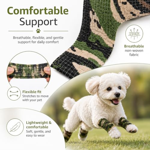 3 Pack Camo Pet Self Adhesive Bandage Wrap 2 Inch x 5 Yards Cohesive Tape for Dogs Cats Animals Wound Care Sprains and Swelling
