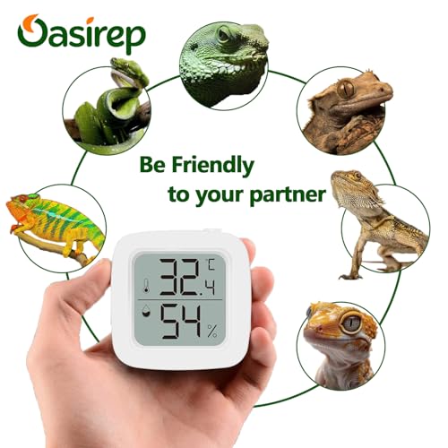 Reptile Thermometer and Hygrometer – Fast Accurate LCD Digital Temp & Humidity Meter for Bearded Dragon Tank Accessories, Lizard, Snake, Turtle, Amphibians, Small Animal Habitat - size: White