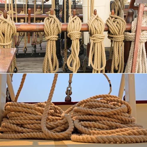 Natural Jute Rope (3/4 Inch x 25 Feet) Thick Hemp Rope Twisted Manila for DIY Crafts, Deck Railings, Hanging Swing, Nautical Decorating - size: 3/4 Inch x 25 Feet