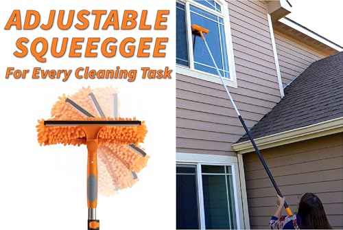30 Foot High Reach Duster Kit with 5-24 ft Extension Pole for Cleaning | High Ceiling Dusting & Window Cleaning Kit with Telescopic Pole, Window Washer Squeegee, Cobweb Duster, Fan & Feather Dusters - size: 24 feet