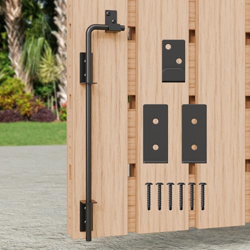 24" Heavy Duty Cane Bolt Gate Drop Rod with Black Finish-Steel Gate Ground Latch Designed for Wood Metal Vinyl Gates or Double Doors Fence Applications-1 Pack - size: 24 Inch-1 Pack