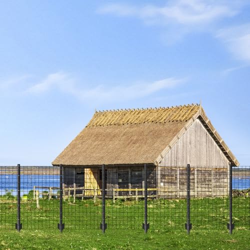 Metal Fence Posts for Wire Fencing,Heavy Duty U Post 5 FT Black | 20 Packs Rustproof Powder-Coated Steel Fence Stakes, No-Dig Fence Posts for Farm, Orchard, Yard & Temporary Fencing - color: Black, size: 5FT-20P