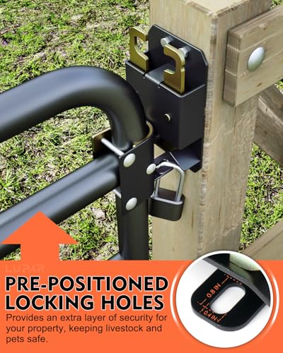 2 Way Farm Gate Latch, 2PC Heavy-Duty Lockable Fence Latch with Self-Locking Nut, Black Livestock Gate Latch Compatible with Pastures, Stables, Ranches, Horse Corrals,Farms - size: 2PC