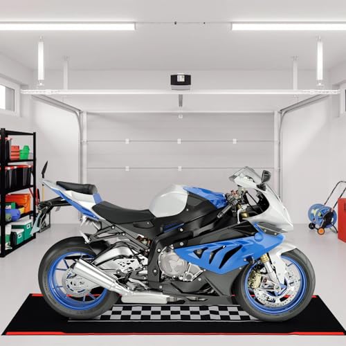 Drydiet Motorcycle Mat Garage Floor Rug Washable Parking Mats for Garage Floors Non Slip Oil Absorbent Pad Rubber Backing Layer Protects Floor(Track Style,98 x 31 Inch) - size: 98 X 31 Inch, style: Track Style