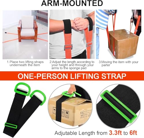 Moving Straps,Adjustable Shoulder Furniture Moving Lifting Strap Easily and Safely for 2 Movers Moving Furniture, Appliances, Mattresses,Heavy Duty up to 800 lbs | Easily and Safely for 2 Movers Moving Heavy Furniture, Appliances, Mattresses,Heavy Duty up