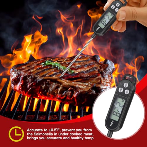 Copkim 12 Pcs Meat Food Thermometer Food with Probe | Water Liquid Instant Read Digital Thermometer Kitchen Cooking Supplies for Cooking BBQ Milk Yogurt - color: Black, White, Red
