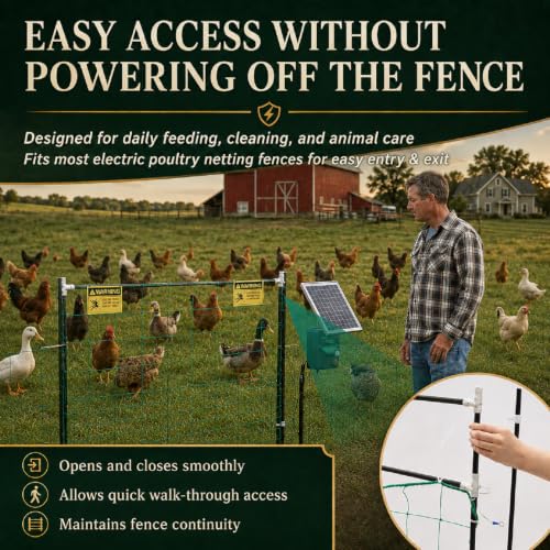 Leinuosen Electric Poultry Netting Gate, 48" H x 47" L Chicken Fence Gate | Portable Electric Poultry Nets Fence Kit for Chickens, Ducks, Turkeys, Sheep, Geese in Yard, Farms, Backyards, Garden - size: 48" X 47"