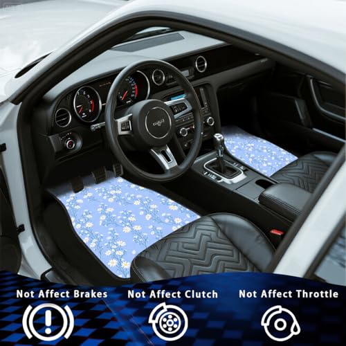 Flower Car Floor Mats Blue Daisy Spring Cottagecore Floral Carpet Front Rear Carpets Mat Decorative Car Floor Carpets Non-Slip Auto Car Accessories Universal Fit Car Accessories for Truck - color: Blue Daisy