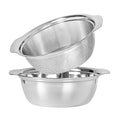 Paoli 304 Stainless Steel Fine Mesh Colander Set, 2.5QT Large Capacity Strainer with Mixing Bowl — Rinse Fruits, Veggies, Rice & Drain Pasta, Dishwasher Safe (2-Piece) - color: Primary color with handle, size: 2.5qt