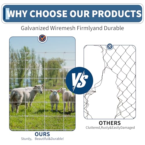 Farm Fence 6ft x 328ft Galvanized Wire for Livestock Deer Goat Hog | Rustproof Barrier for Cattle, Deer, Goat, Yard & Pasture Livestock Protection ﻿ - size: 6ft x 328ft