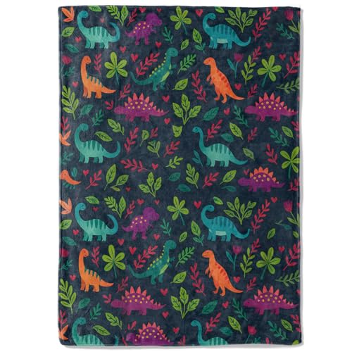Colorful Dinosaur Fleece Blanket,50x60in,Cute Cartoon Dinos Heart Dark Throw Blankets,Soft Cozy Lightweight, Ideal for Bed Living Room Home Cool Decor,Boys Gifts - color: Dinosaur, size: 50x60 Inch