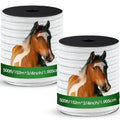 2 Rolls 500 ft x 3/4 Inch Electric Fence Polytape for Horse Livestock Cattle, High Visibility Electric Fencing Tape for Farm Temporary Horse Fence (White) - size: 500ft x 3/4in