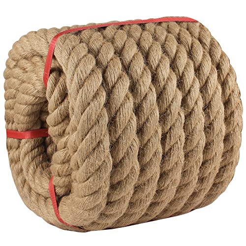 Manila Rope 1.5in x 50ft,Natural Thick Rope,Large Decorative Hemp Ropes Great for Gardening,Railings,Hammock Nautical - size: 1-1/2in, style: 50FT